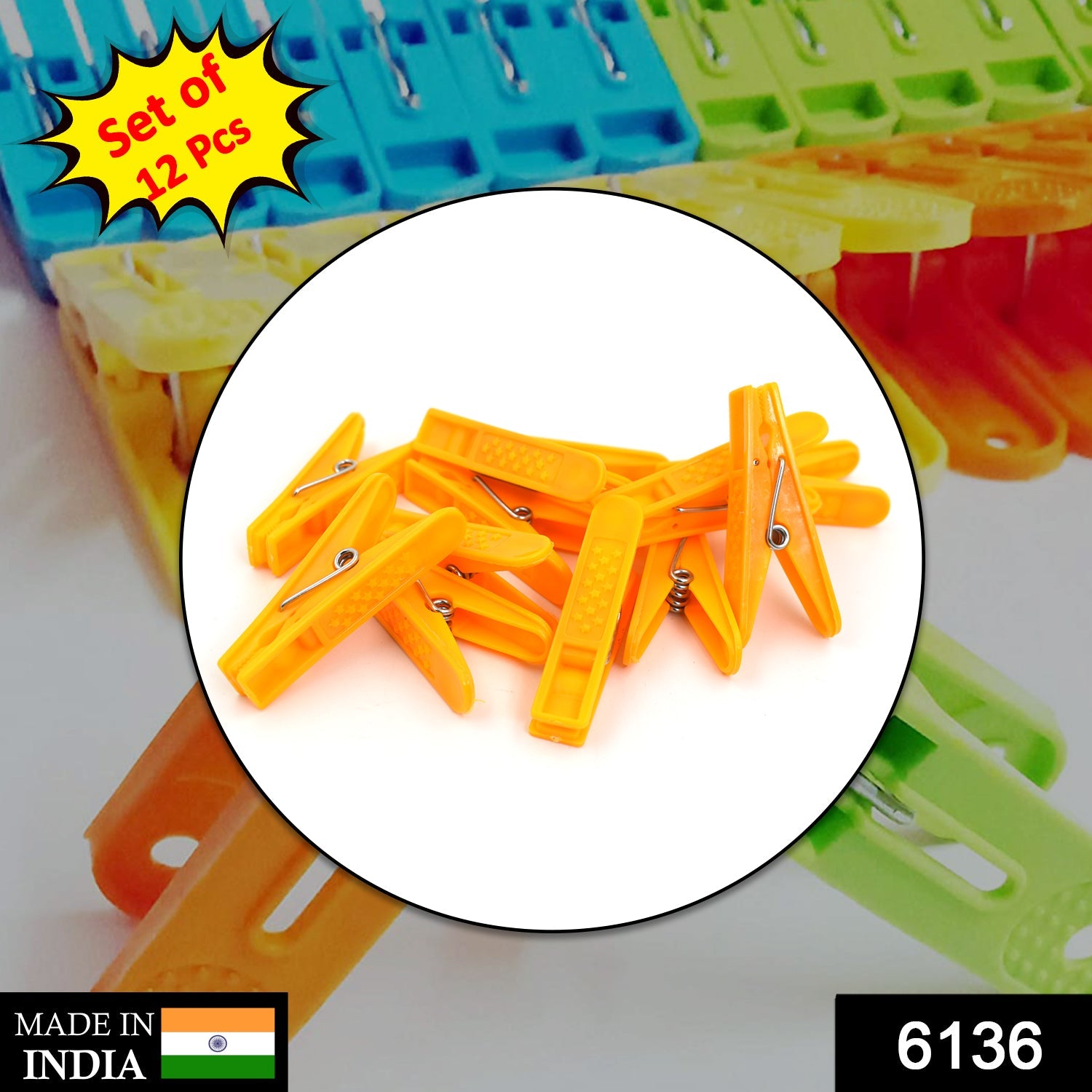 6136 12 Pc Set Cloth Clip used in all kinds of household and official places for holding cloths and stuffs purposes. freeshipping - DeoDap 6136 12 Pc Set Cloth Clip used in all kinds of household and official places for holding cloths and stuffs purposes. freeshipping - DeoDap